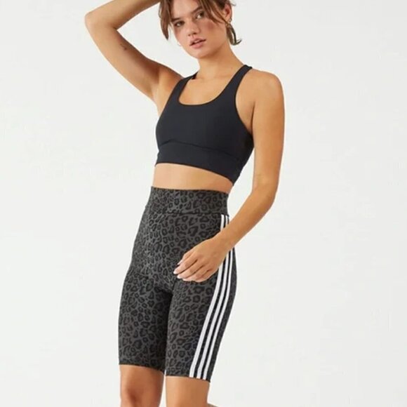 NWT ADIDAS Originals Short Tight Biker Shorts XXS Leopard Print 3 Stripes - Picture 4 of 12
